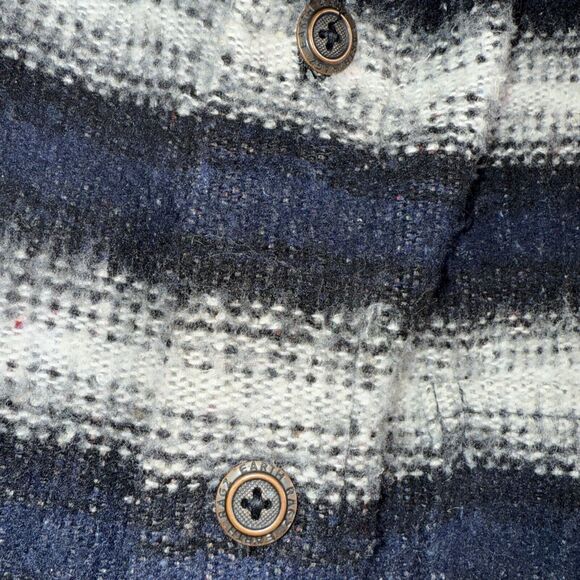 Vintage Earth Ragz Woven Blanket Jacket Men's Sz Large Striped Black Baja - Picture 4 of 12